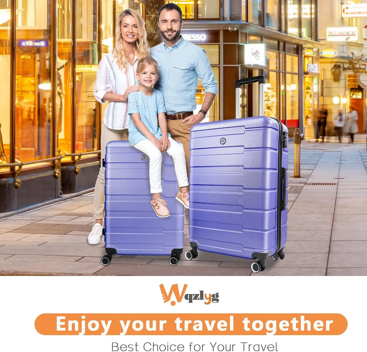 Luggage Sets 2 Piece,Hardshell Lightweight Suitcase Sets,Checked Luggage Sets with Sipnner Wheels,(24/28),Lavender Purple