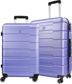 Luggage Sets 2 Piece,Hardshell Lightweight Suitcase Sets,Checked Luggage Sets with Sipnner Wheels,(24/28),Lavender Purple