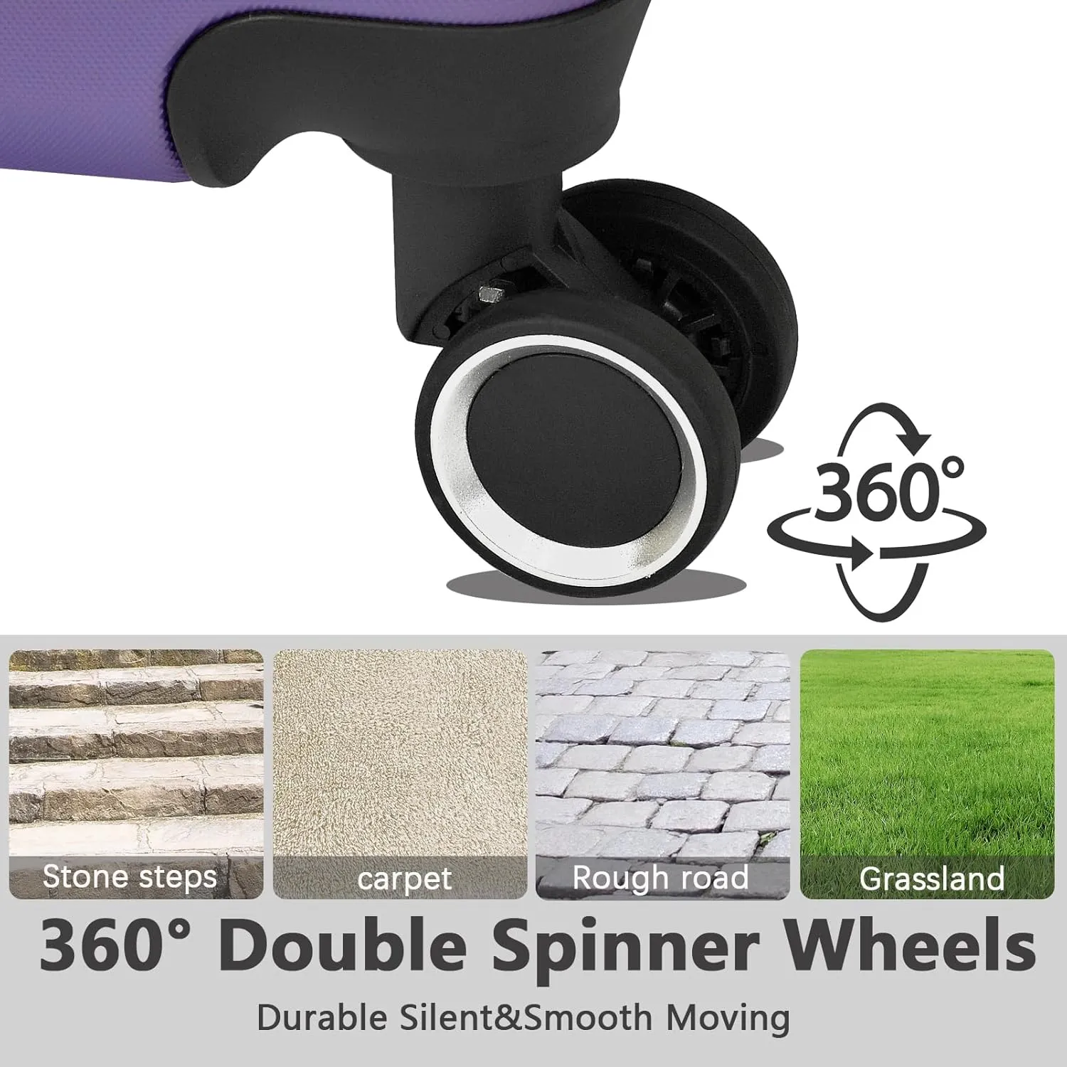Luggage Sets 2 Piece,Hardshell Lightweight Suitcase Sets,Checked Luggage Sets with Sipnner Wheels,(24/28),Lavender Purple