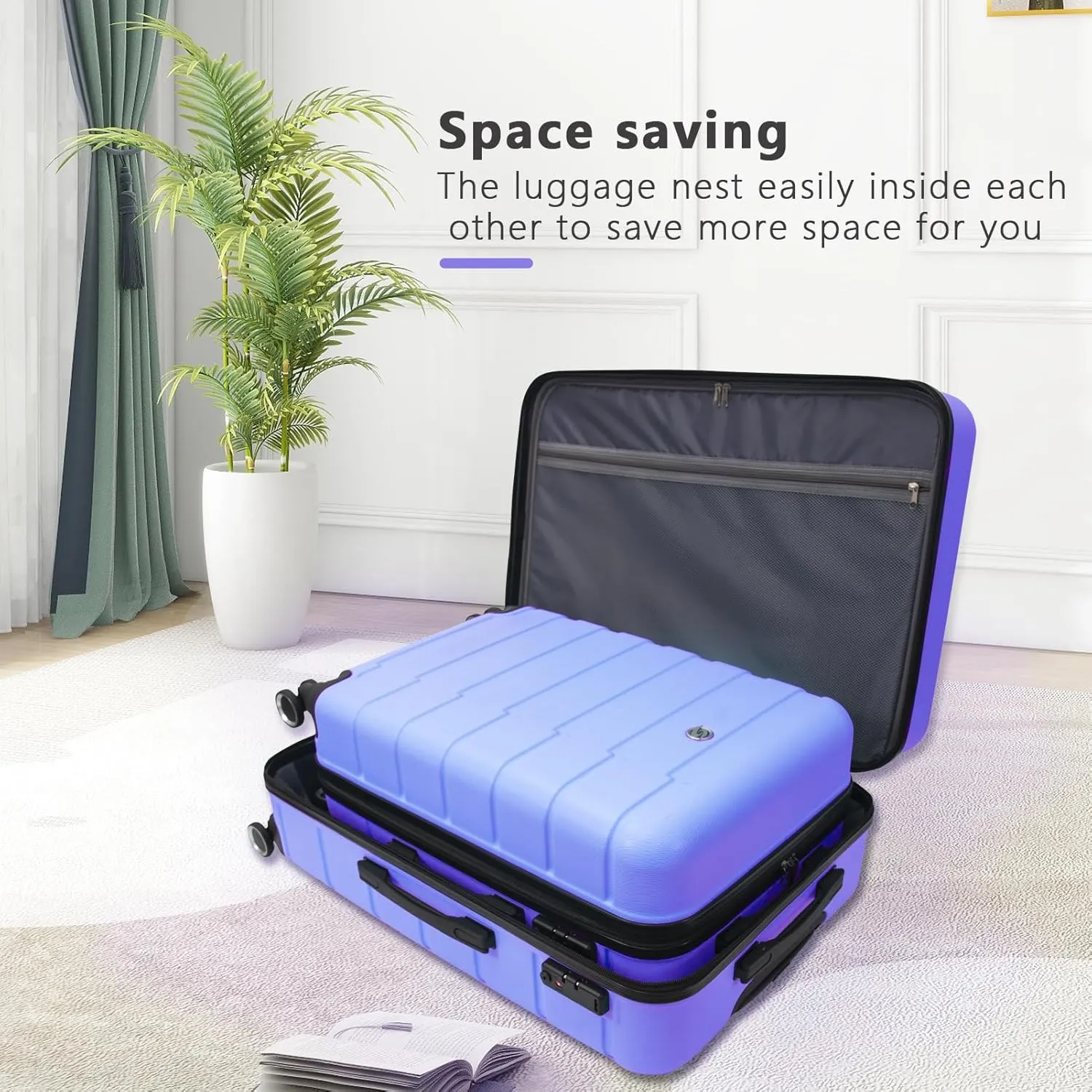 Luggage Sets 2 Piece,Hardshell Lightweight Suitcase Sets,Checked Luggage Sets with Sipnner Wheels,(24/28),Lavender Purple