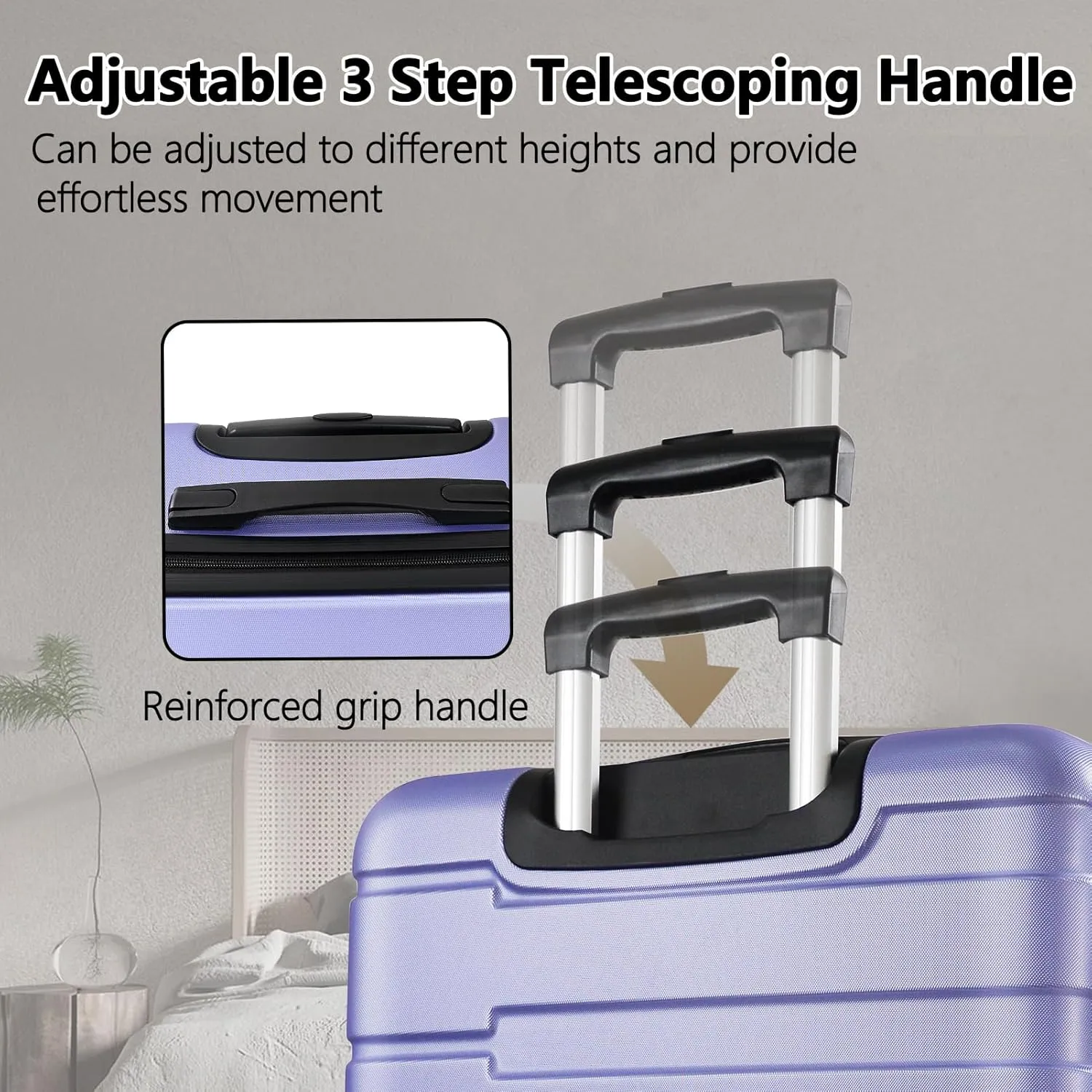 Luggage Sets 2 Piece,Hardshell Lightweight Suitcase Sets,Checked Luggage Sets with Sipnner Wheels,(24/28),Lavender Purple