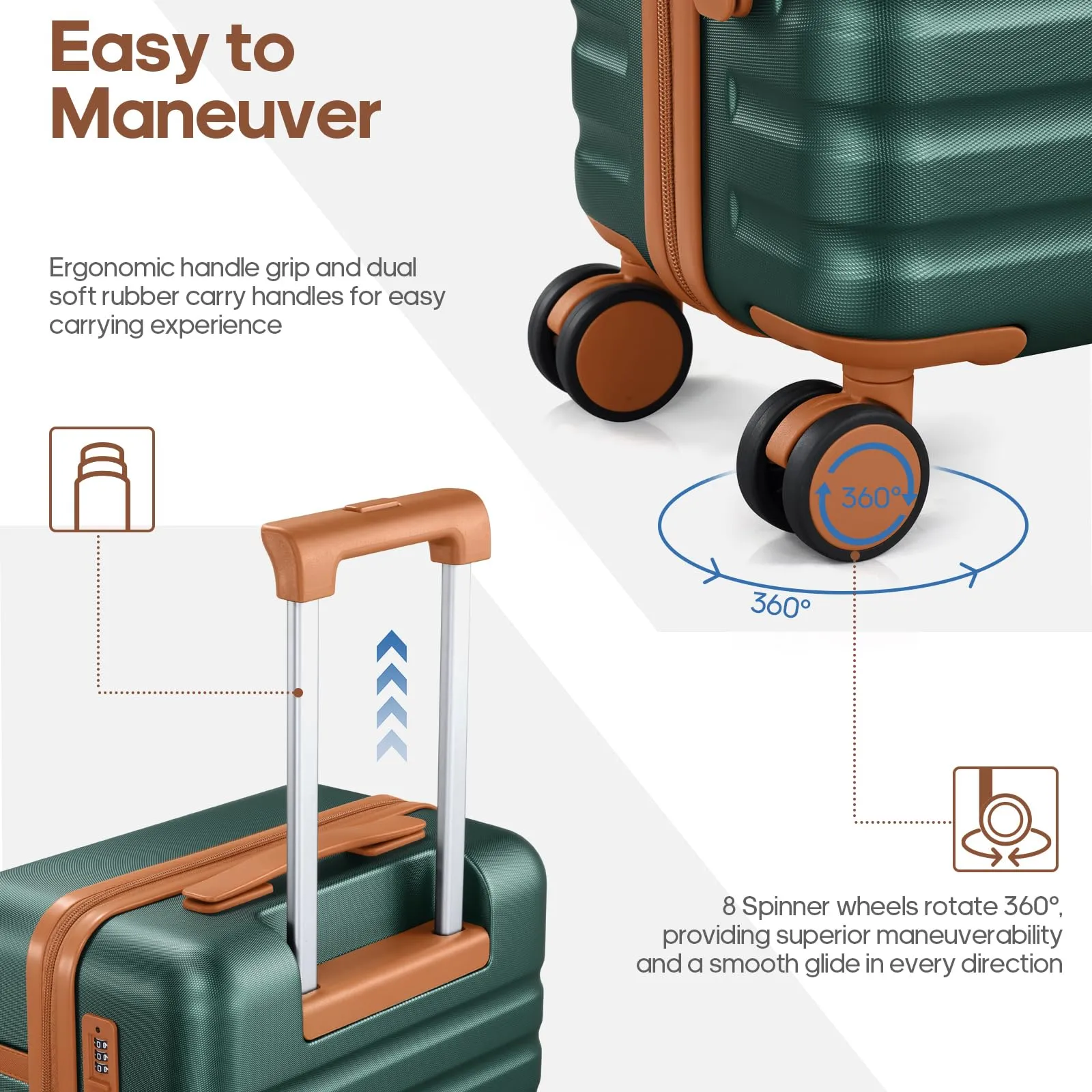 Luggage Sets 3 Piece, Carry-on Luggage 20 Inch with Spinner Wheels Hardside Suitcase Set with TSA Lock,Durable Carry On Suitcase With Travel Backpack for Men Women