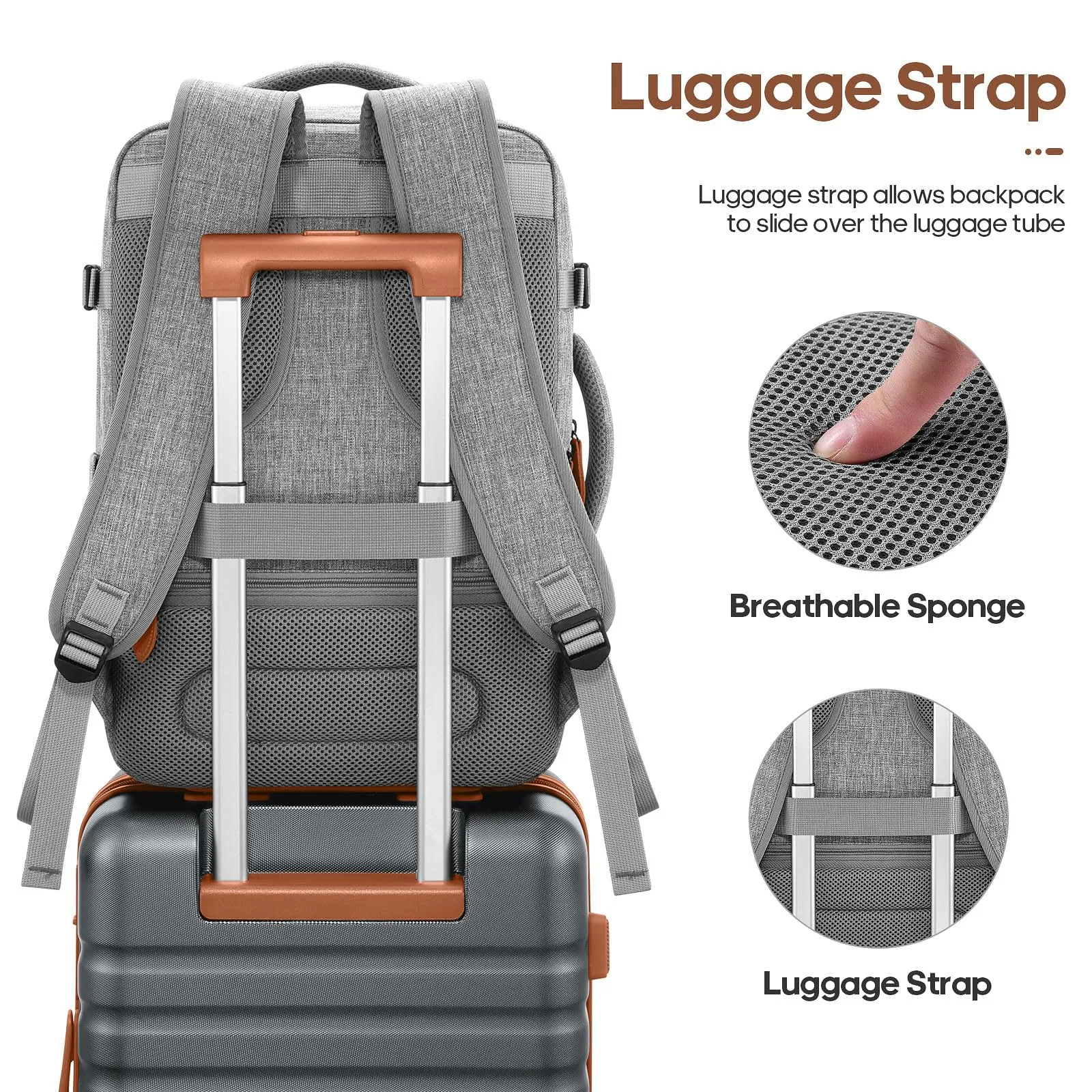 Luggage Sets 3 Piece, Carry-on Luggage 20 Inch with Spinner Wheels Hardside Suitcase Set with TSA Lock,Durable Carry On Suitcase With Travel Backpack for Men Women