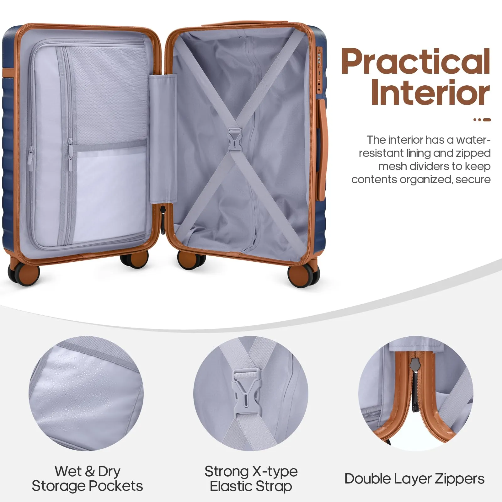 Luggage Sets 3 Piece, Carry-on Luggage 20 Inch with Spinner Wheels Hardside Suitcase Set with TSA Lock,Durable Carry On Suitcase With Travel Backpack for Men Women