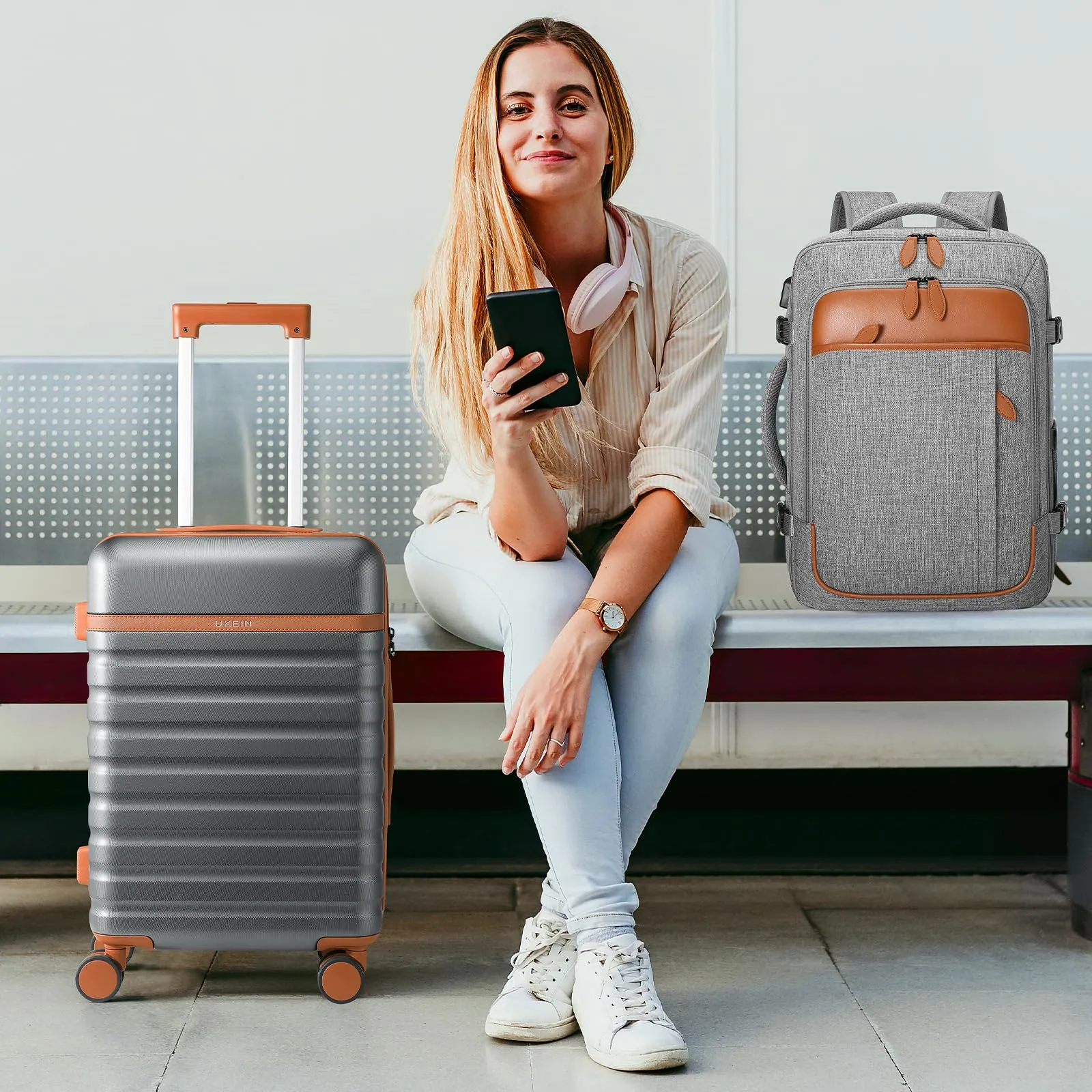 Luggage Sets 3 Piece, Carry-on Luggage 20 Inch with Spinner Wheels Hardside Suitcase Set with TSA Lock,Durable Carry On Suitcase With Travel Backpack for Men Women