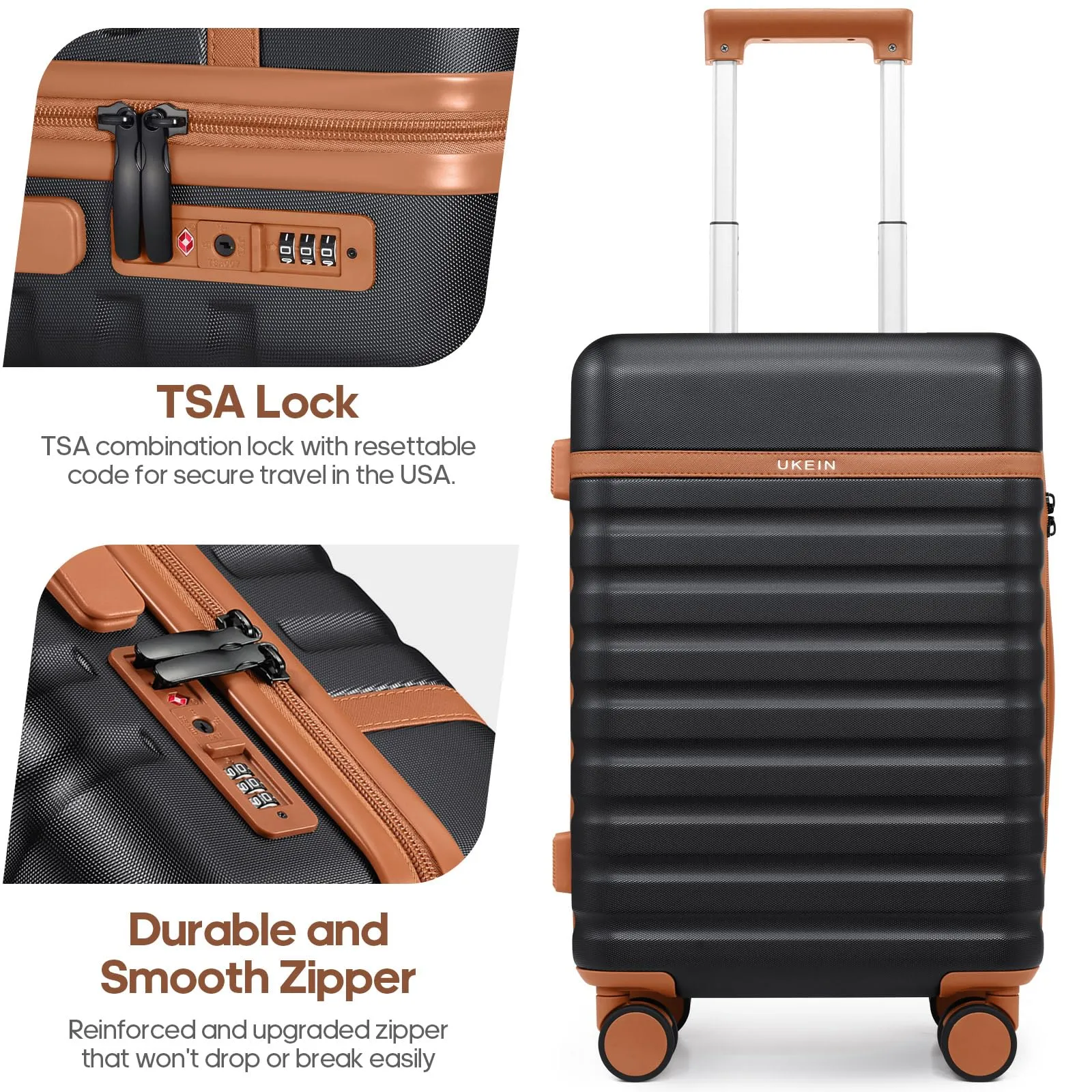 Luggage Sets 3 Piece, Carry-on Luggage 20 Inch with Spinner Wheels Hardside Suitcase Set with TSA Lock,Durable Carry On Suitcase With Travel Backpack for Men Women