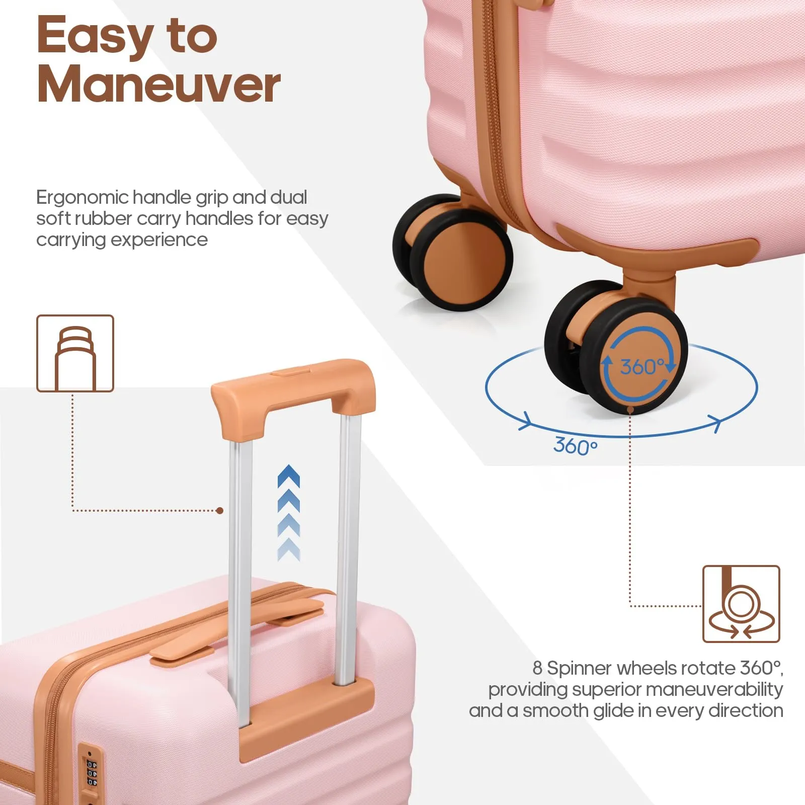 Luggage Sets 3 Piece, Carry-on Luggage 20 Inch with Spinner Wheels Hardside Suitcase Set with TSA Lock,Durable Carry On Suitcase With Travel Backpack for Men Women