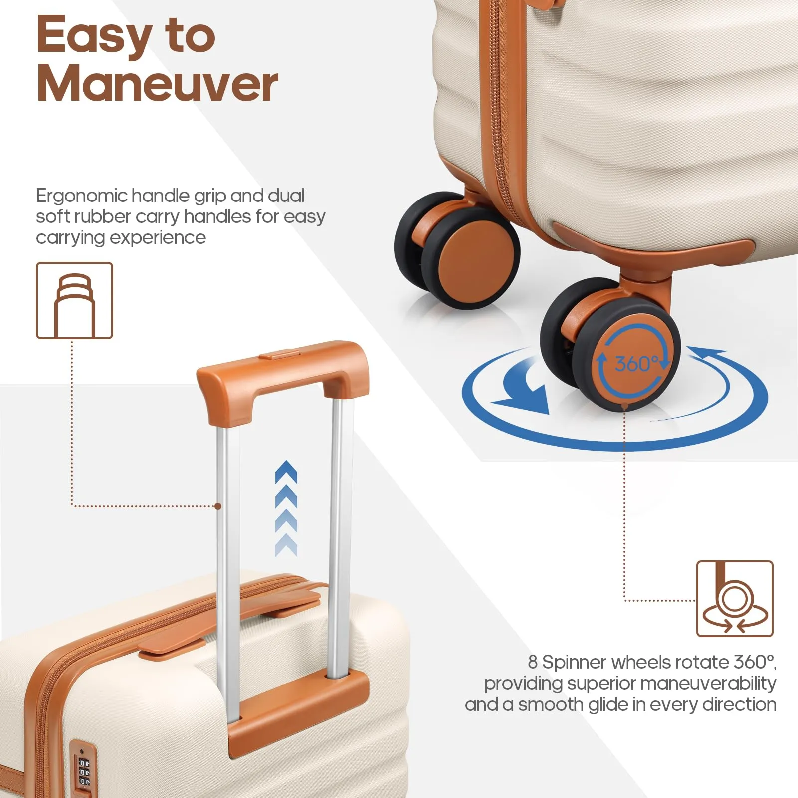 Luggage Sets 3 Piece, Carry-on Luggage 20 Inch with Spinner Wheels Hardside Suitcase Set with TSA Lock,Durable Carry On Suitcase With Travel Backpack for Men Women
