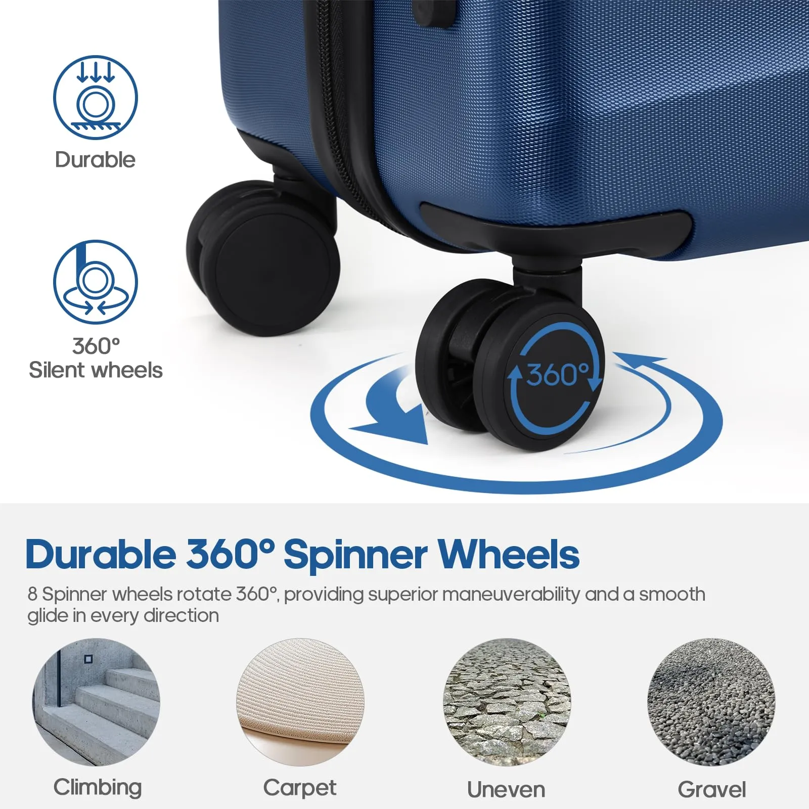 Luggage Sets 3 Piece, Carry-on Luggage 20 Inch with Spinner Wheels Hardside Suitcase Set with TSA Lock,Durable Carry On Suitcase With Travel Backpack for Men Women