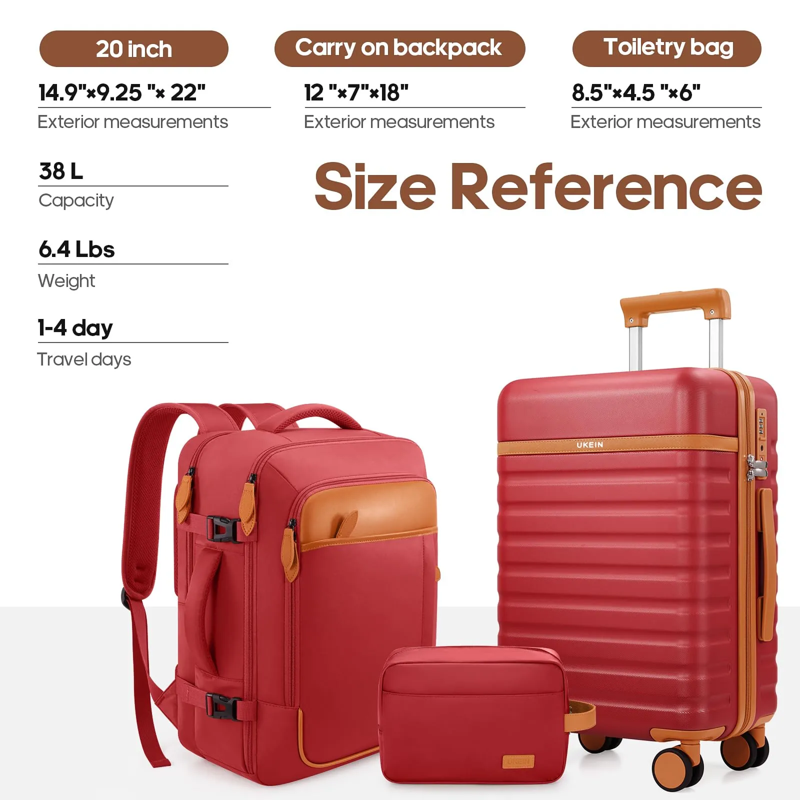 Luggage Sets 3 Piece, Carry-on Luggage 20 Inch with Spinner Wheels Hardside Suitcase Set with TSA Lock,Durable Carry On Suitcase With Travel Backpack for Men Women