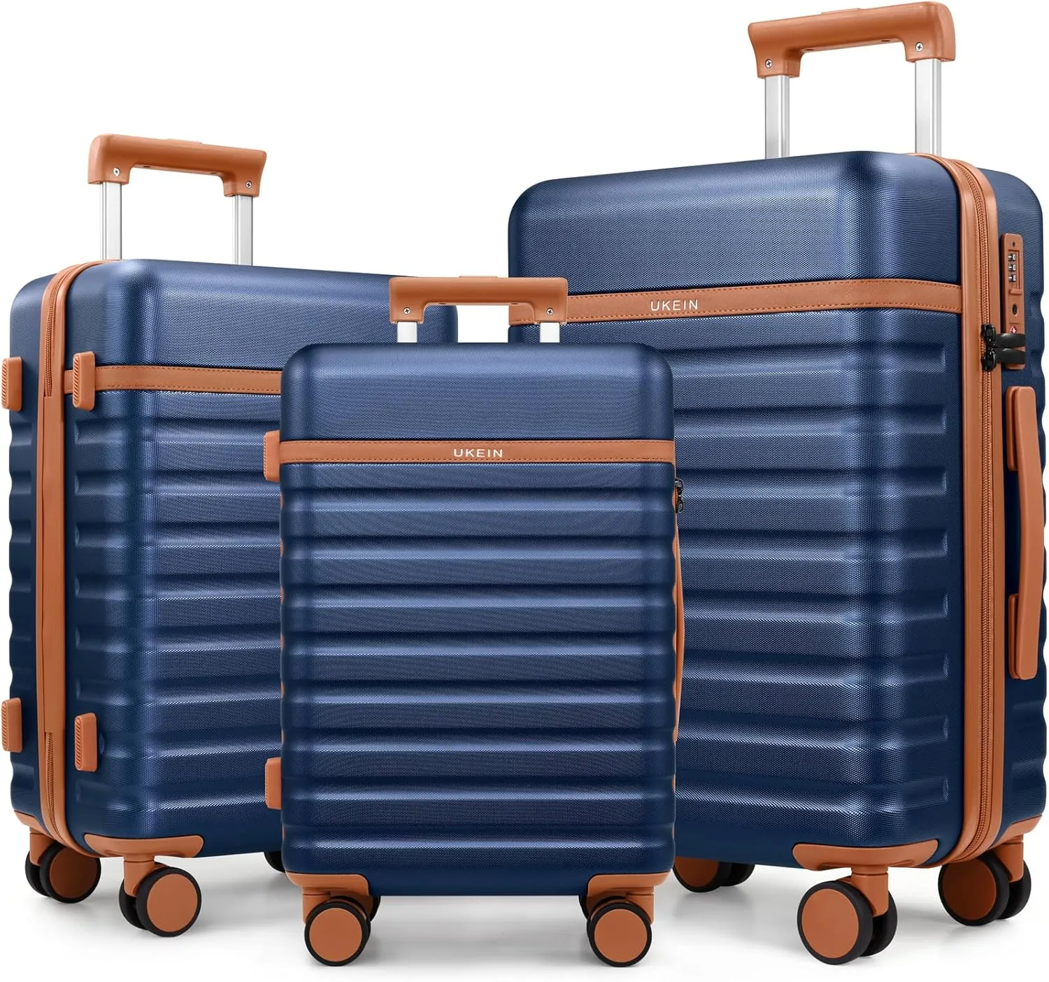Luggage Sets 3 Piece, PC Hardside Carry on Suitcase Set, Suitcase Set with Spinner Wheel TSA Lock for Women Men (Blue, 3 piece set(20/24/28in))