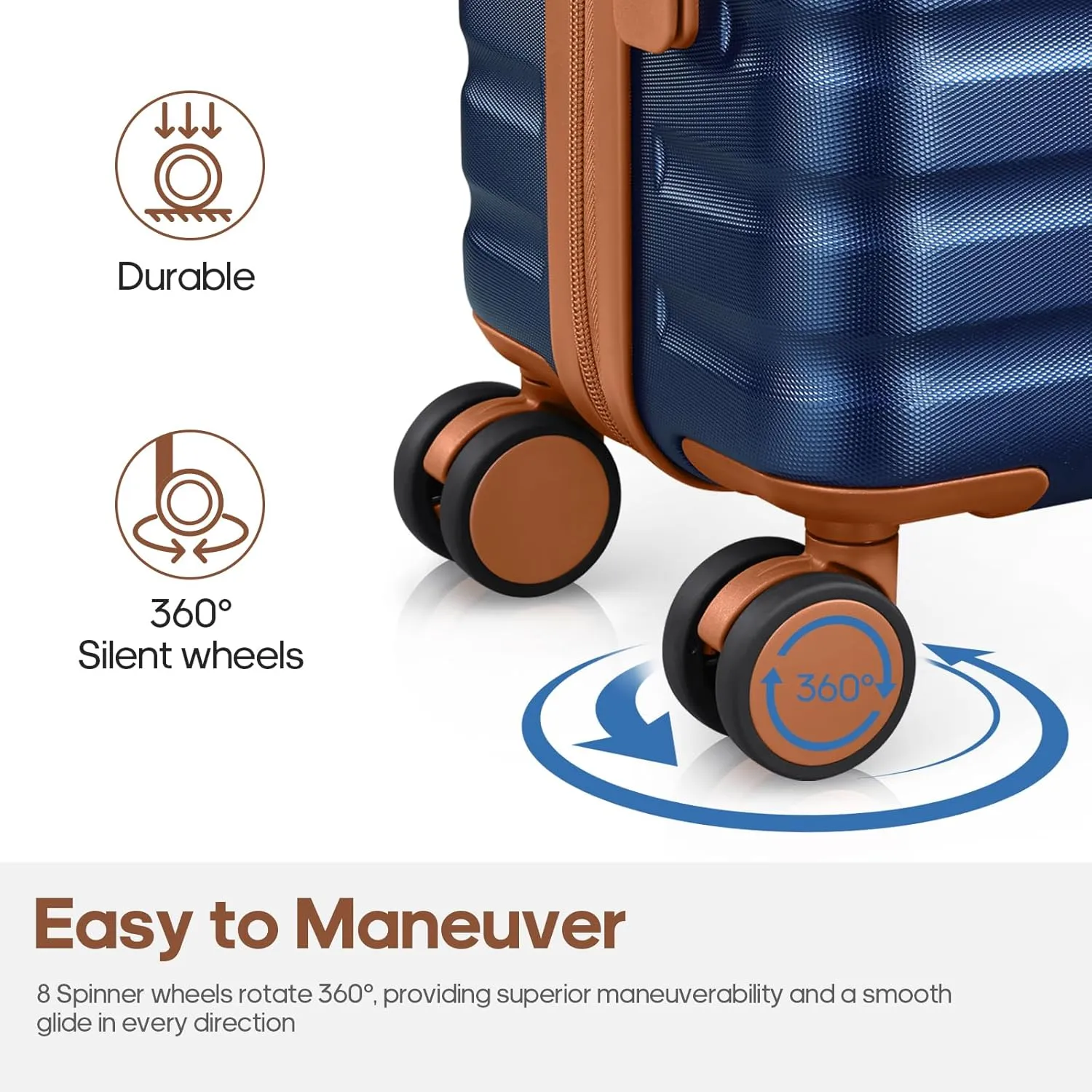Luggage Sets 3 Piece, PC Hardside Carry on Suitcase Set, Suitcase Set with Spinner Wheel TSA Lock for Women Men (Blue, 3 piece set(20/24/28in))