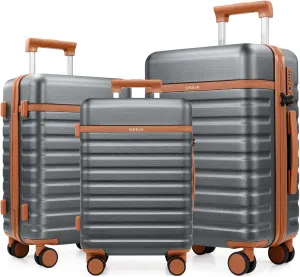 Luggage Sets 3 Piece, PC Hardside Carry on Suitcase with Spinner Wheel TSA Lock, Suitcase Set for Women Men