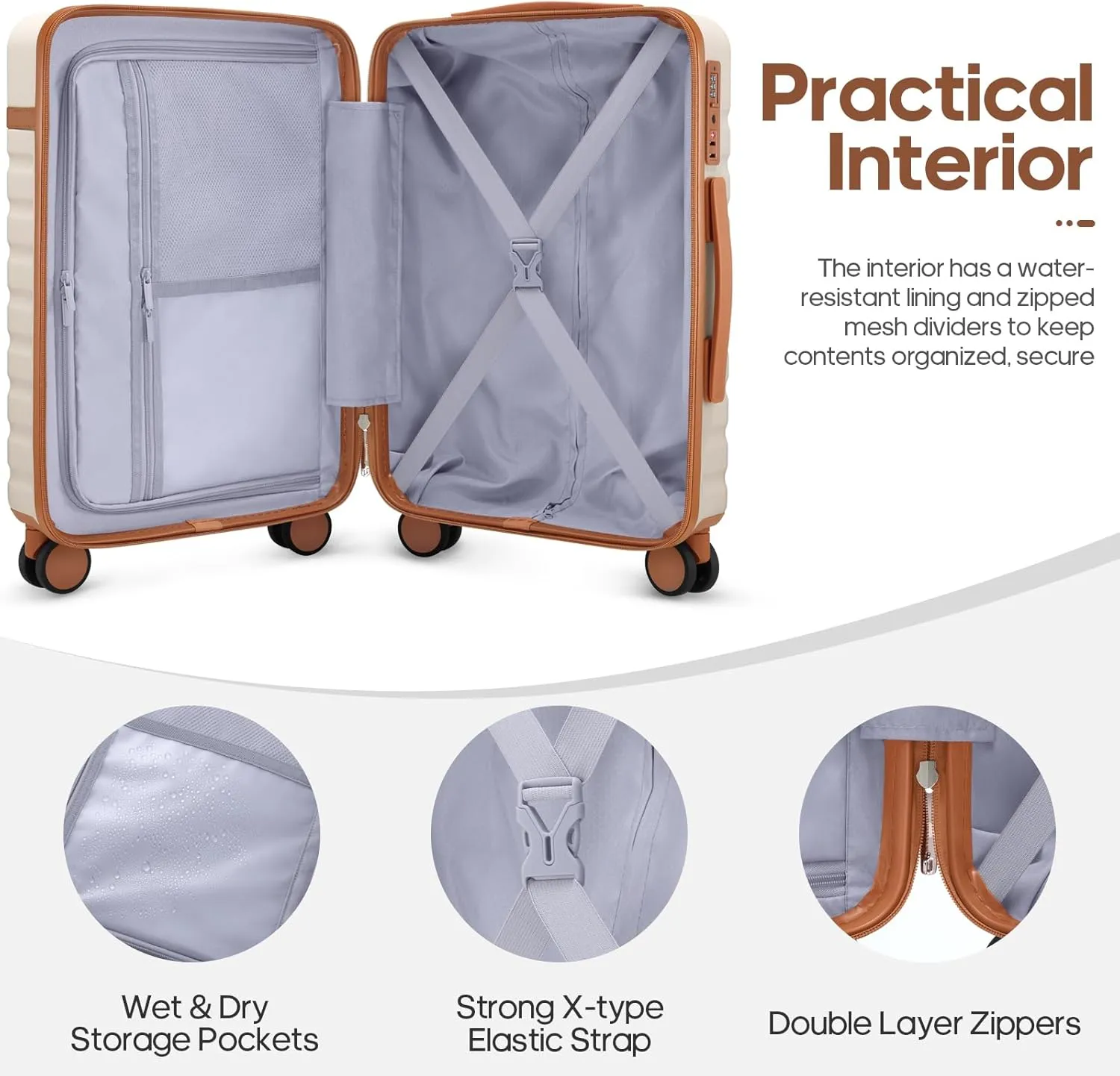 Luggage Sets 3 Piece, PC Hardside Carry on Suitcase with Spinner Wheel TSA Lock, Suitcase Set for Women Men
