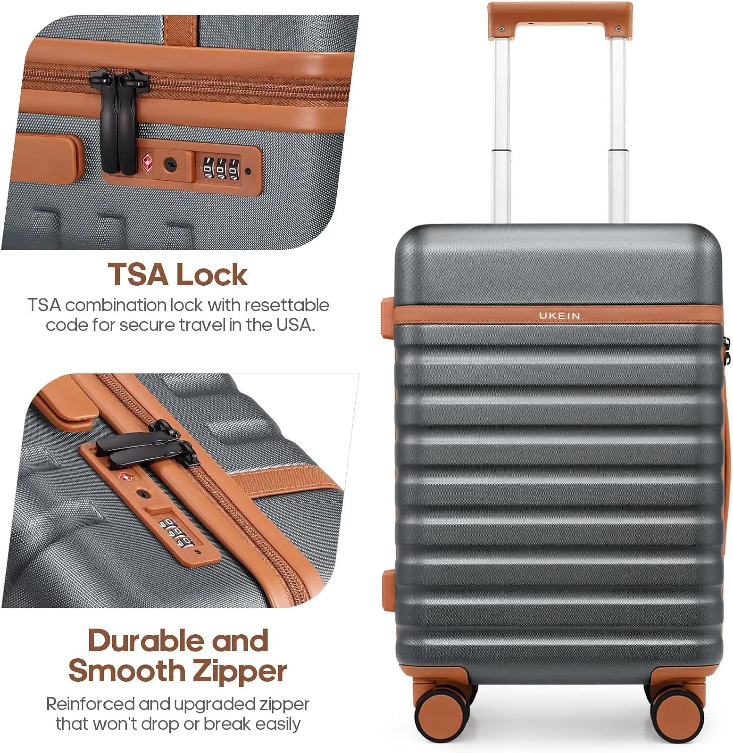 Luggage Sets 3 Piece, PC Hardside Carry on Suitcase with Spinner Wheel TSA Lock, Suitcase Set for Women Men