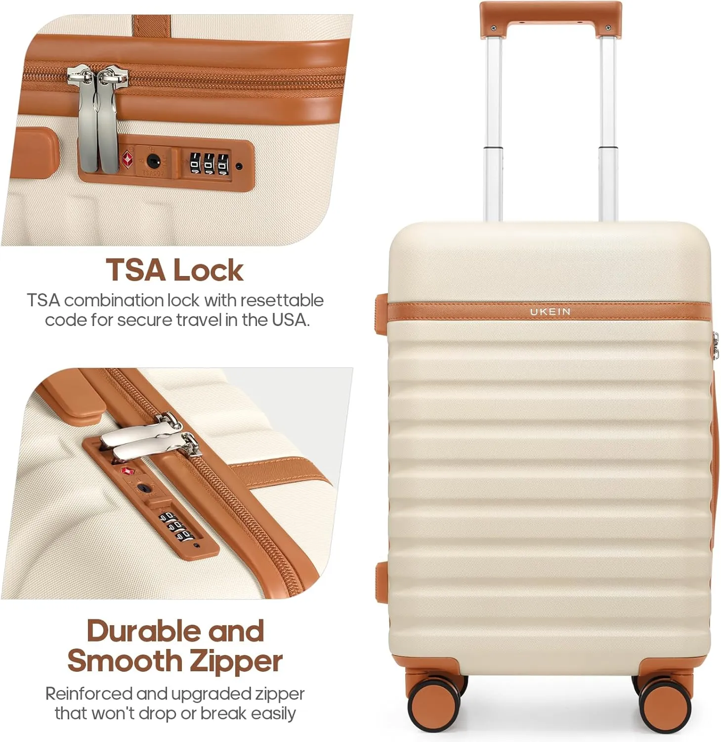 Luggage Sets 3 Piece, PC Hardside Carry on Suitcase with Spinner Wheel TSA Lock, Suitcase Set for Women Men