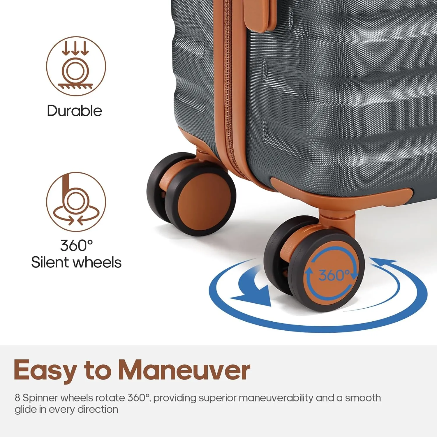 Luggage Sets 3 Piece, PC Hardside Carry on Suitcase with Spinner Wheel TSA Lock, Suitcase Set for Women Men