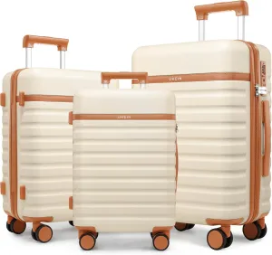 Luggage Sets 3 Piece, PC Hardside Carry on Suitcase with Spinner Wheel TSA Lock, Suitcase Set for Women Men