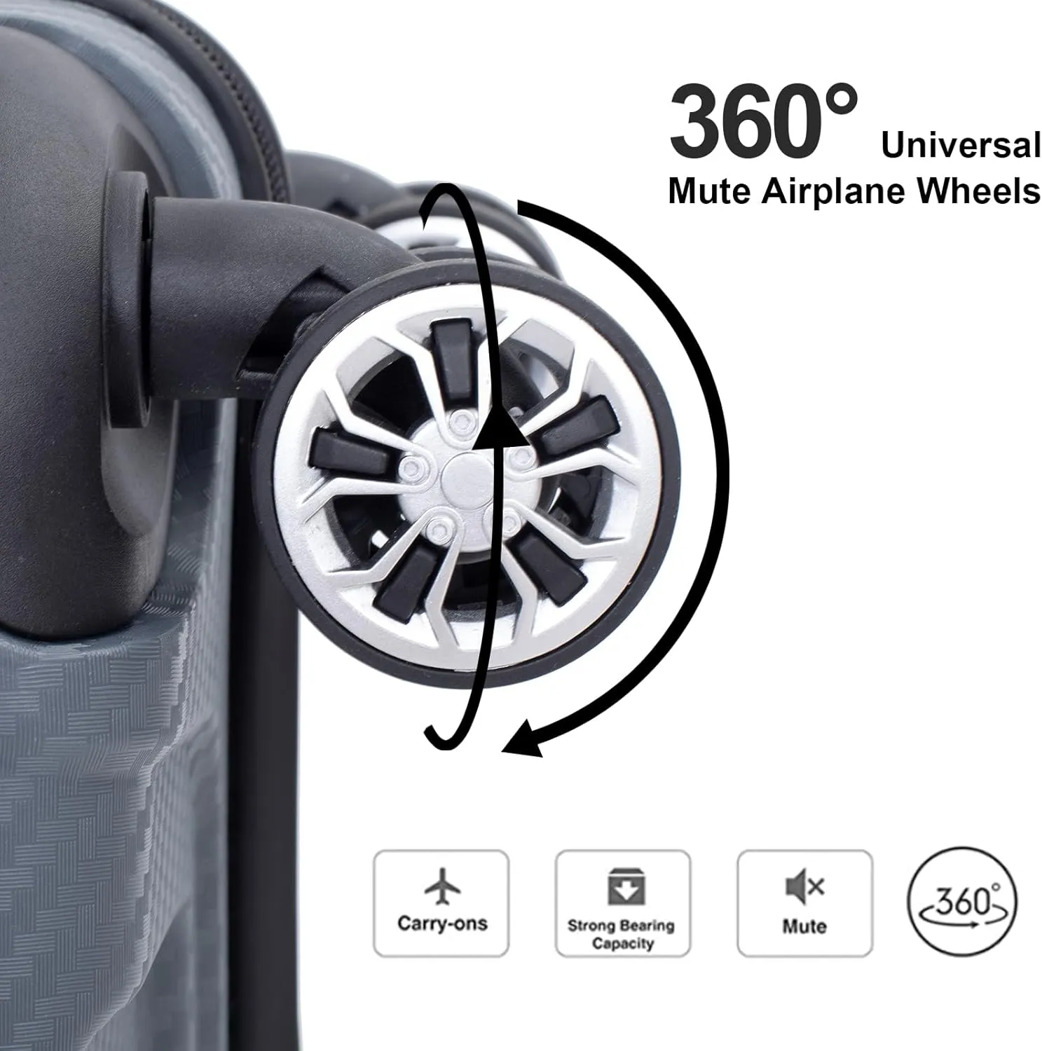 Luggage Sets Wear-Resistance Hardside Lightweight Suitcase Double Spinner Wheels, TSA Lock,Two Hooks, Scratch-resistant Carry-on,3 Piece Set(20inch 24inch 28inch) (Dark Gray)