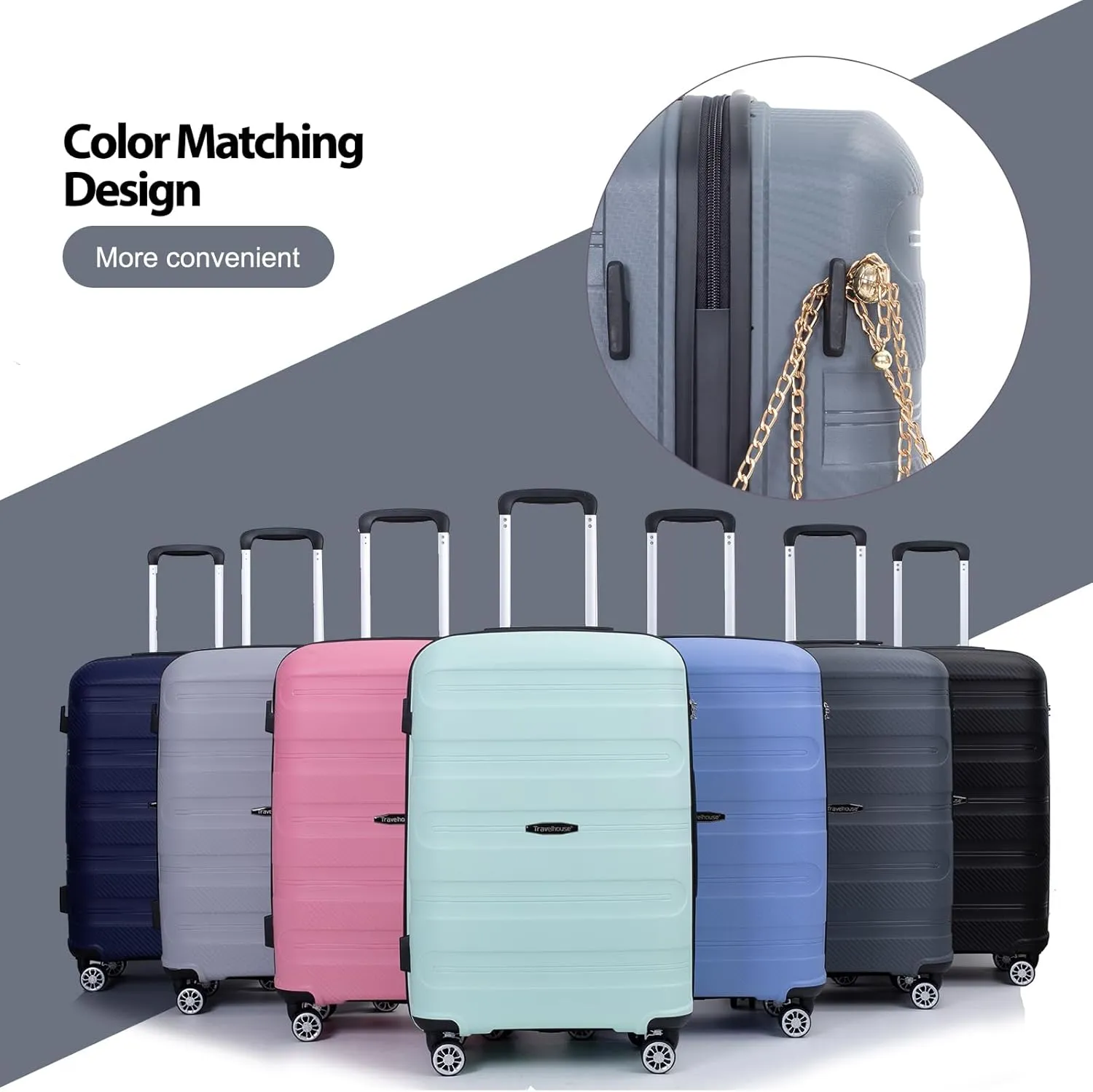 Luggage Sets Wear-Resistance Hardside Lightweight Suitcase Double Spinner Wheels, TSA Lock,Two Hooks, Scratch-resistant Carry-on,3 Piece Set(20inch 24inch 28inch) (Dark Gray)
