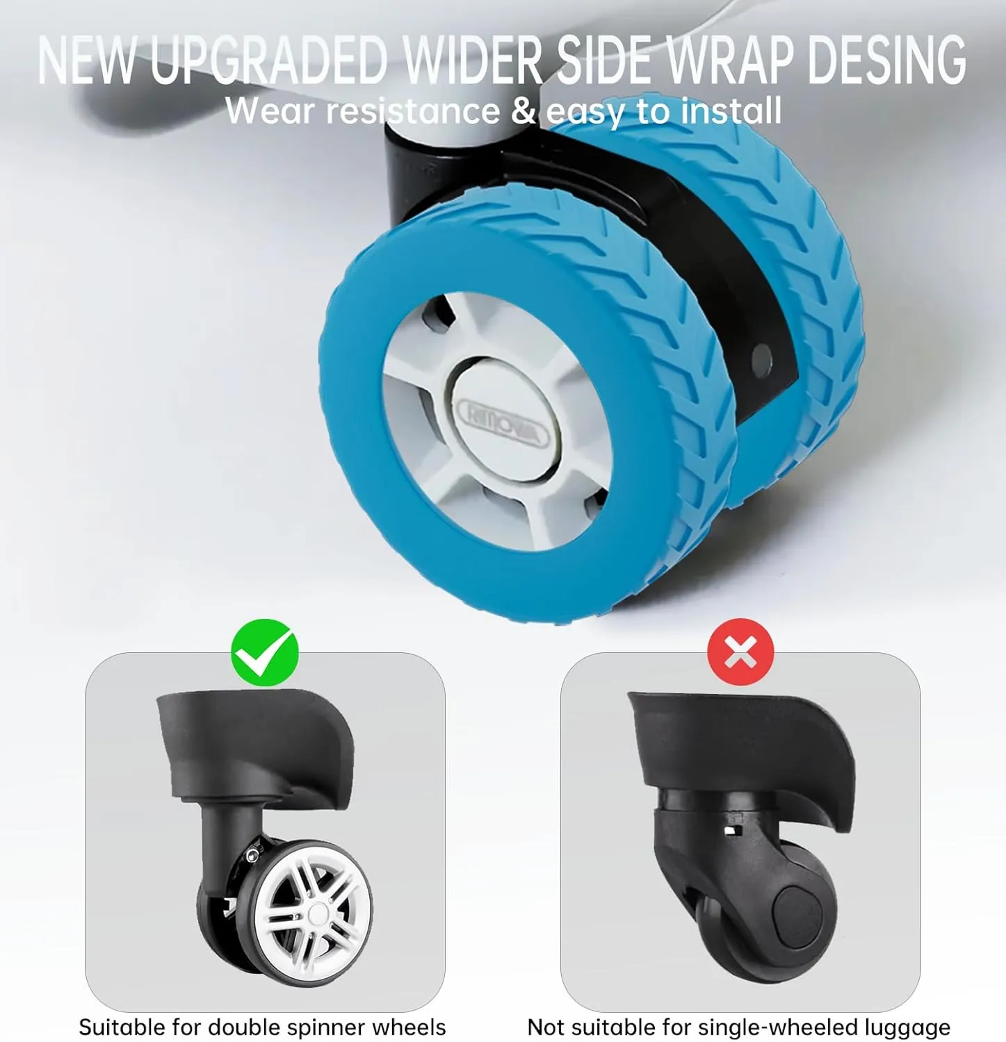 Luggage Wheel Covers suitcase wheel covers Luggage Wheel Protector Covers for 2.1-2.4 inchs 8 Spinner Wheel Suitcases (8, Green and white)