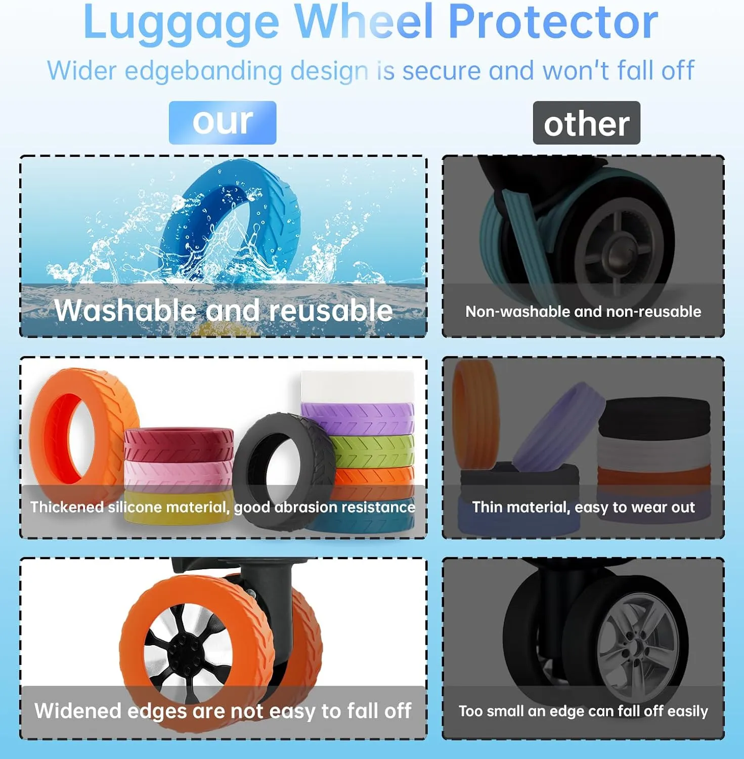 Luggage Wheel Covers suitcase wheel covers Luggage Wheel Protector Covers for 2.1-2.4 inchs 8 Spinner Wheel Suitcases (8, Green and white)