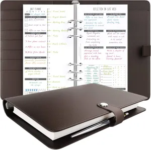 LUX Productivity COMPACT Personal Planner – Best Undated Diary/Organizer with Daily Schedule & Reflection Journal - (Brown)