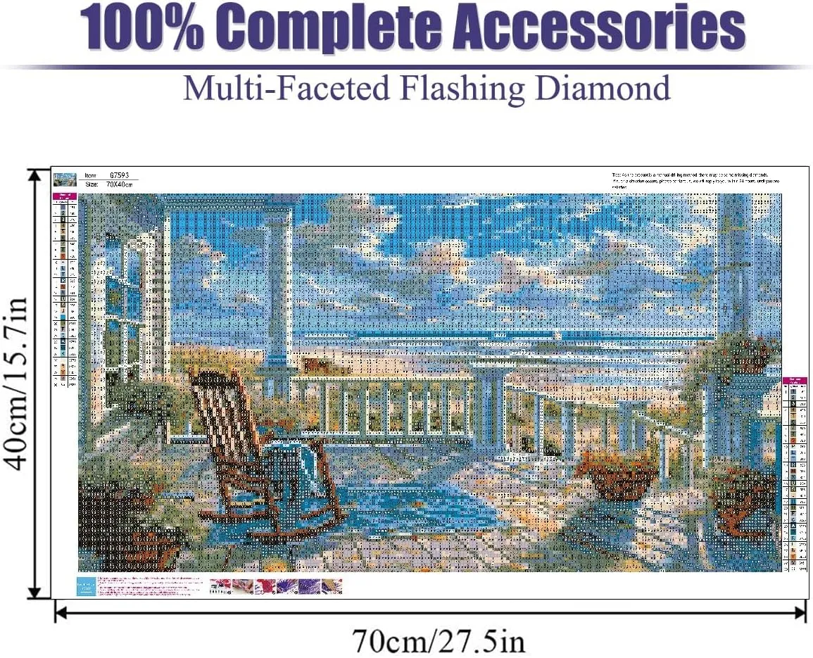 LWZAYS 5D Large Size Landscape Diamond Painting Kits for Adults, Beach Diamond Art Kits for Adults, DIY Full Drill Paintings with Diamonds Gem Art Crafts for Home Wall Decor 16x28 inch