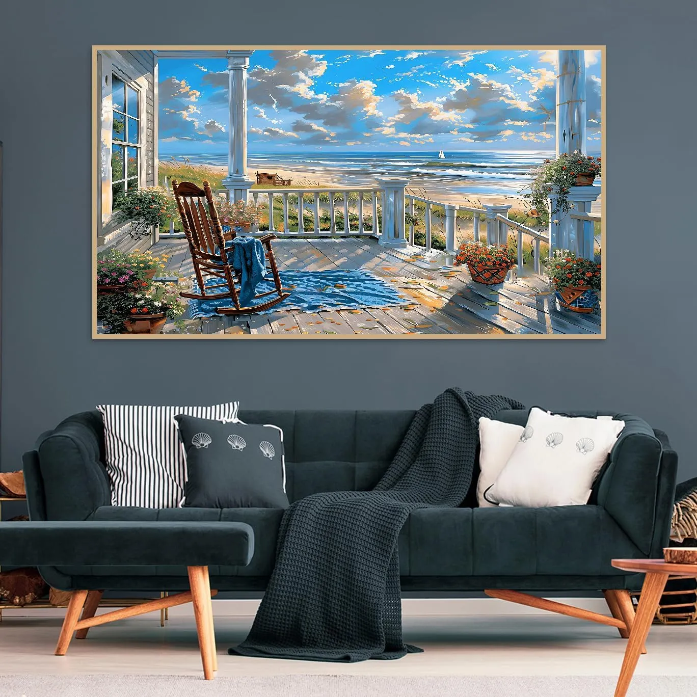 LWZAYS 5D Large Size Landscape Diamond Painting Kits for Adults, Beach Diamond Art Kits for Adults, DIY Full Drill Paintings with Diamonds Gem Art Crafts for Home Wall Decor 16x28 inch