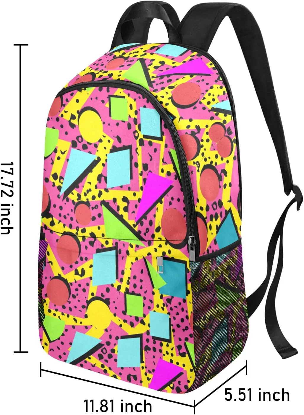 M YESCUSTOM Colourful Geometric Pattern School Bag for Students Boys Girls, Water Resistant Pink Lightweight Daypack Laptop Backpacks for Back to School Off to College…