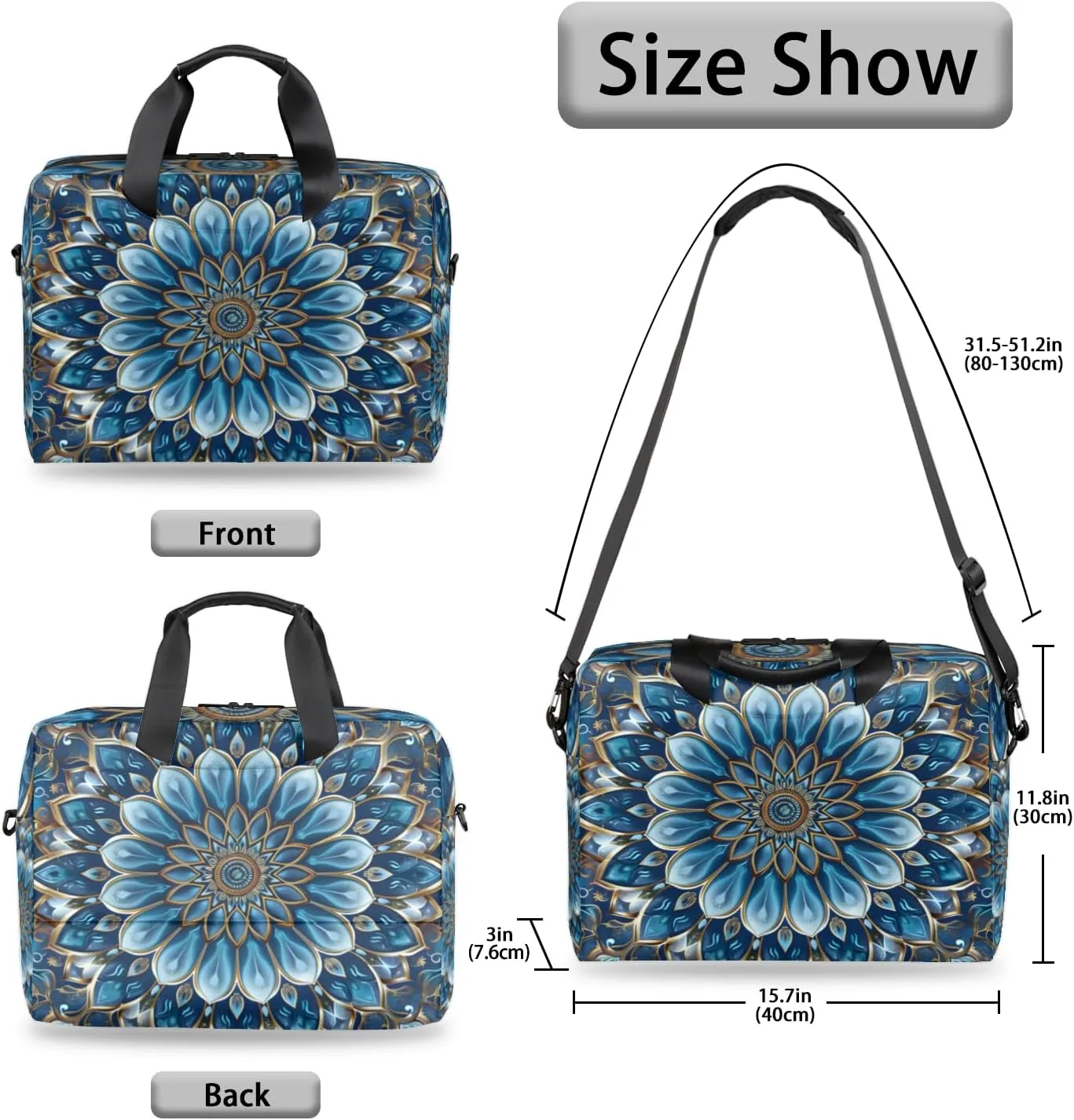 Mandala Laptop Sleeve Case 14 15 15.6 inch, Mandala Laptop Briefcase Shoulder Bag Waterproof Travel Computer Cover Carrying Bags