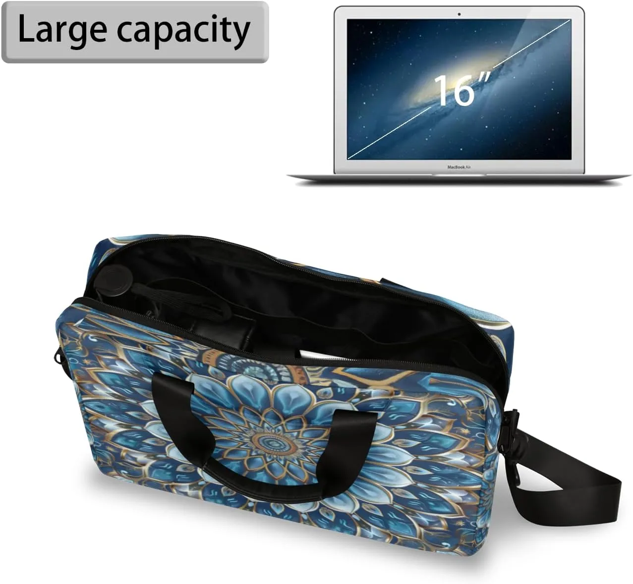 Mandala Laptop Sleeve Case 14 15 15.6 inch, Mandala Laptop Briefcase Shoulder Bag Waterproof Travel Computer Cover Carrying Bags