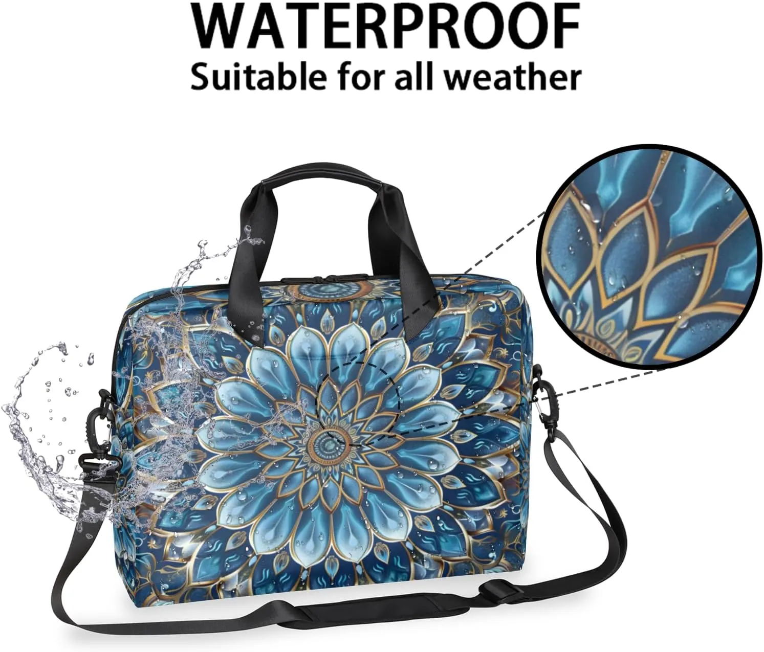 Mandala Laptop Sleeve Case 14 15 15.6 inch, Mandala Laptop Briefcase Shoulder Bag Waterproof Travel Computer Cover Carrying Bags