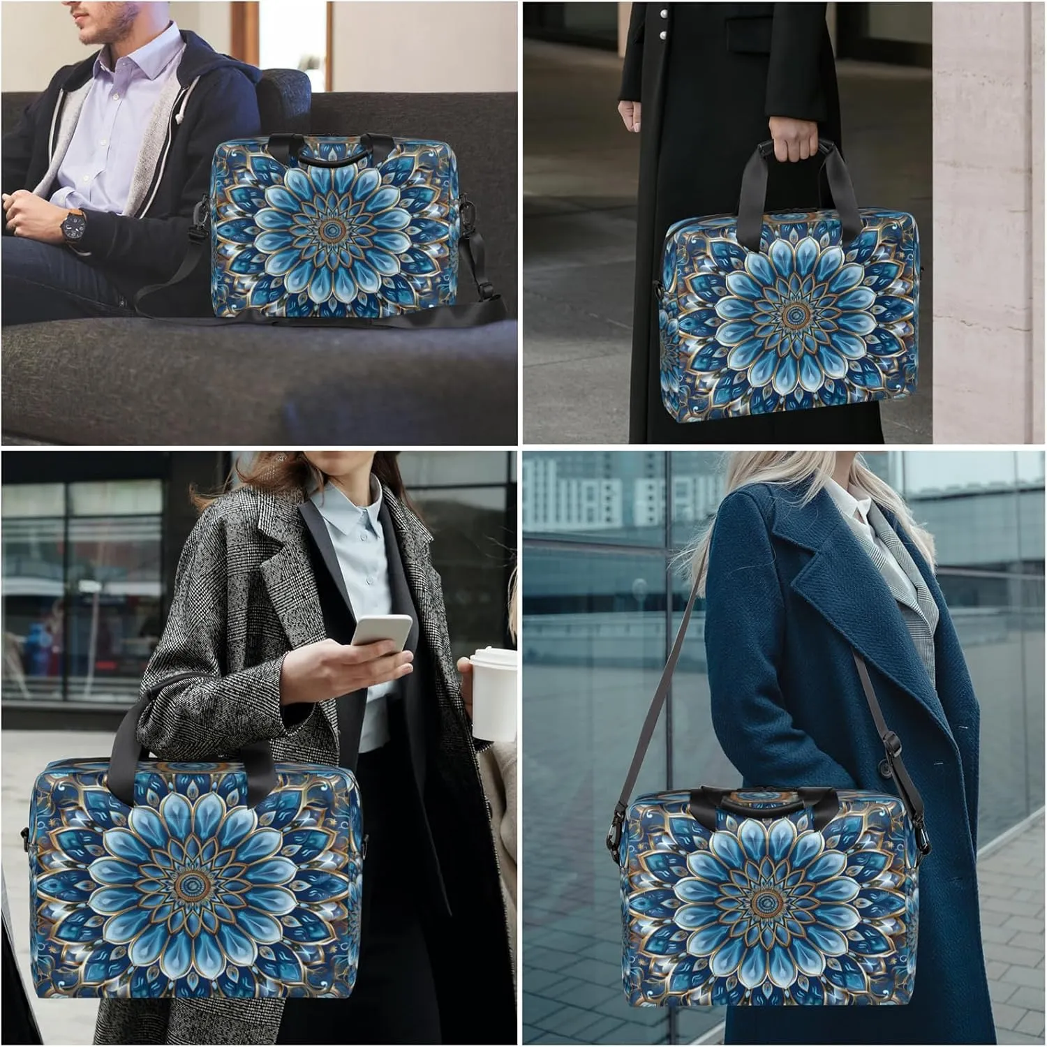 Mandala Laptop Sleeve Case 14 15 15.6 inch, Mandala Laptop Briefcase Shoulder Bag Waterproof Travel Computer Cover Carrying Bags