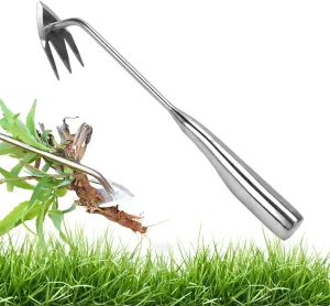Manual Weed Remover Tool for Lawn and Garden, 2025 New Weeding Artifact Uprooting Weeding Tool with Handle, Weed Puller Tool 3 Tooth Manganese Steel for Gardening Backyard Farm (13.58 in)