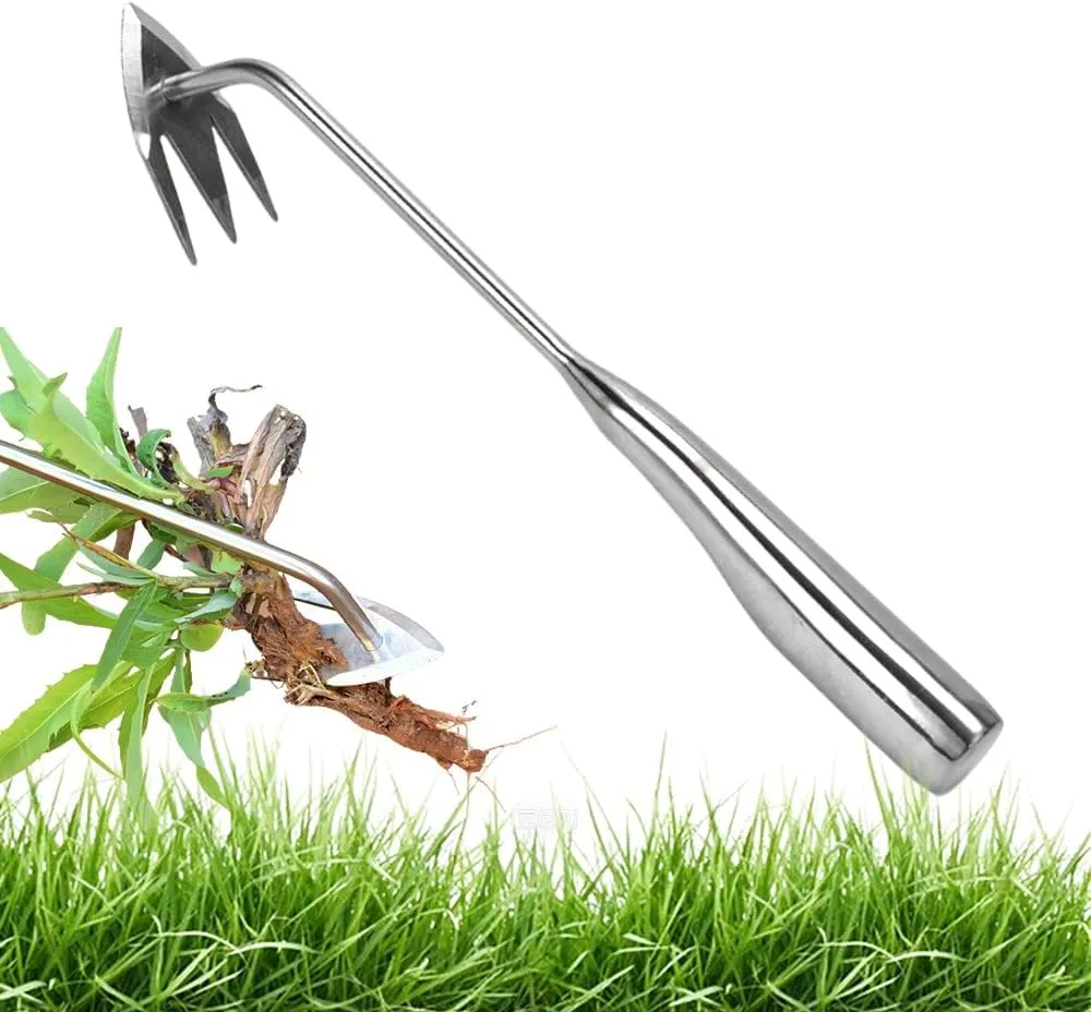 Manual Weed Remover Tool for Lawn and Garden, 2025 New Weeding Artifact Uprooting Weeding Tool with Handle, Weed Puller Tool 3 Tooth Manganese Steel for Gardening Backyard Farm (13.58 in)