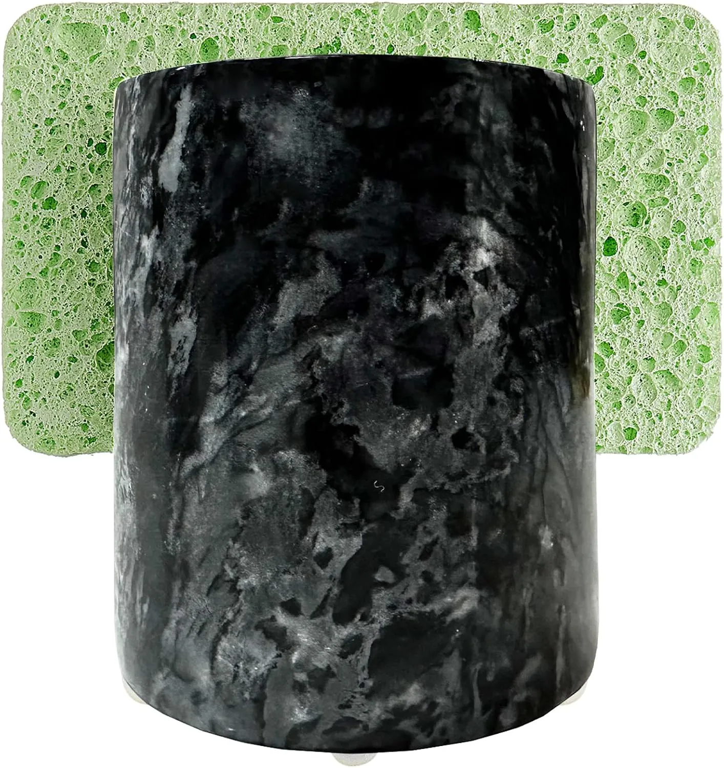Marble Sponge Holder for Kitchen, Rustic Farmhouse Decor, Sink Sponge Caddy Black