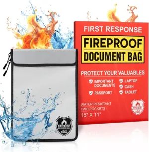 Mart Cobra Fireproof Document Bag with Zipper Fire and Waterproof Document Storage Fireproof Money Bag for Cash Fire Proof for Documents Safe Accessories Important Paper Document Holder Pouch Envelope