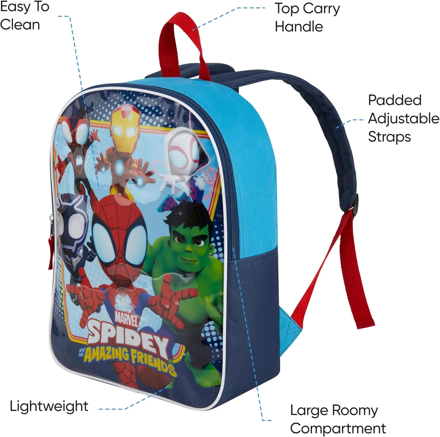 Marvel Spiderman Mile Morales Backpack for Boys - 15" | Kids Age 3-7 Spiderman Bookbag with Padded Straps & Large Zip Compartment