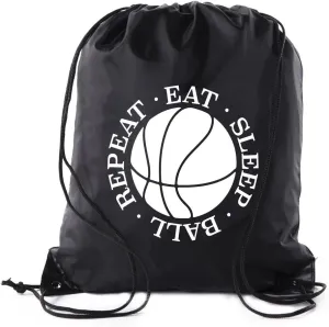 Mato & Hash Basketball Drawstring Favor Bags, Sports Bags, Goodie bags - 10PK Black CA2500Basketball S6