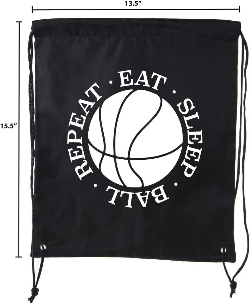 Mato & Hash Basketball Drawstring Favor Bags, Sports Bags, Goodie bags - 10PK Black CA2500Basketball S6