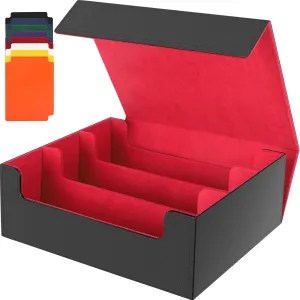 MaxGear Card Deck Box for Trading Cards, 1800  Single Sleeved Cards Holders Storage, PU Leather Collectible Deck Case with Magnetic Closure Fit for YuGiOh/MTG/TCG and Sports Card,Red