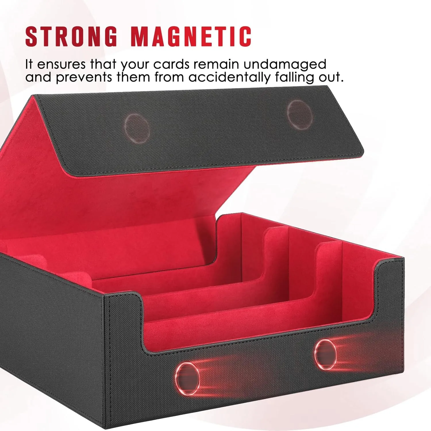 MaxGear Card Deck Box for Trading Cards, 1800  Single Sleeved Cards Holders Storage, PU Leather Collectible Deck Case with Magnetic Closure Fit for YuGiOh/MTG/TCG and Sports Card,Red