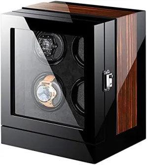 Mechanical Watch Shaker Watch Winder Box for Automatic Watches LCD Screen Display Wood Shell Piano Paint Exterior Blue LED Light Quiet Motor Efficency