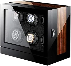 Mechanical Watch Shaker Watch Winder Box for Automatic Watches LCD Screen Display Wood Shell Piano Paint Exterior Blue LED Light Quiet Motor Efficency