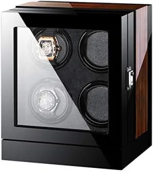 Mechanical Watch Shaker Watch Winder for 4 Automatic Watches with LCD Screen Adjustable Watches Pillows Winder Box Piano Finish Quiet Motor