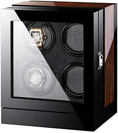 Mechanical Watch Shaker Watch Winder for 4 Automatic Watches with LCD Screen Adjustable Watches Pillows Winder Box Piano Finish Quiet Motor