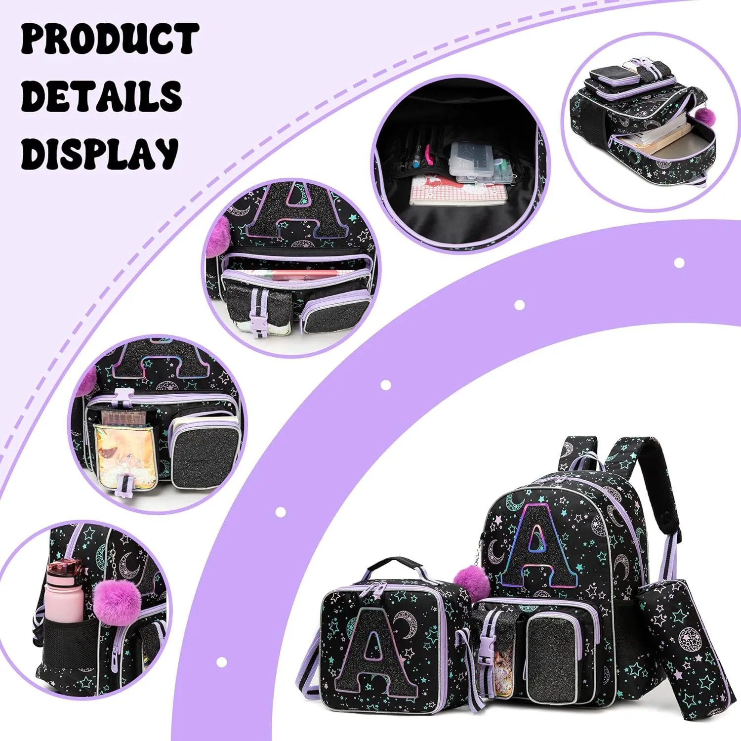 Meetbelify Backpack for Girls Backpacks for Elementary Preschool Students Kids School Cute Backpack with Lunch Box