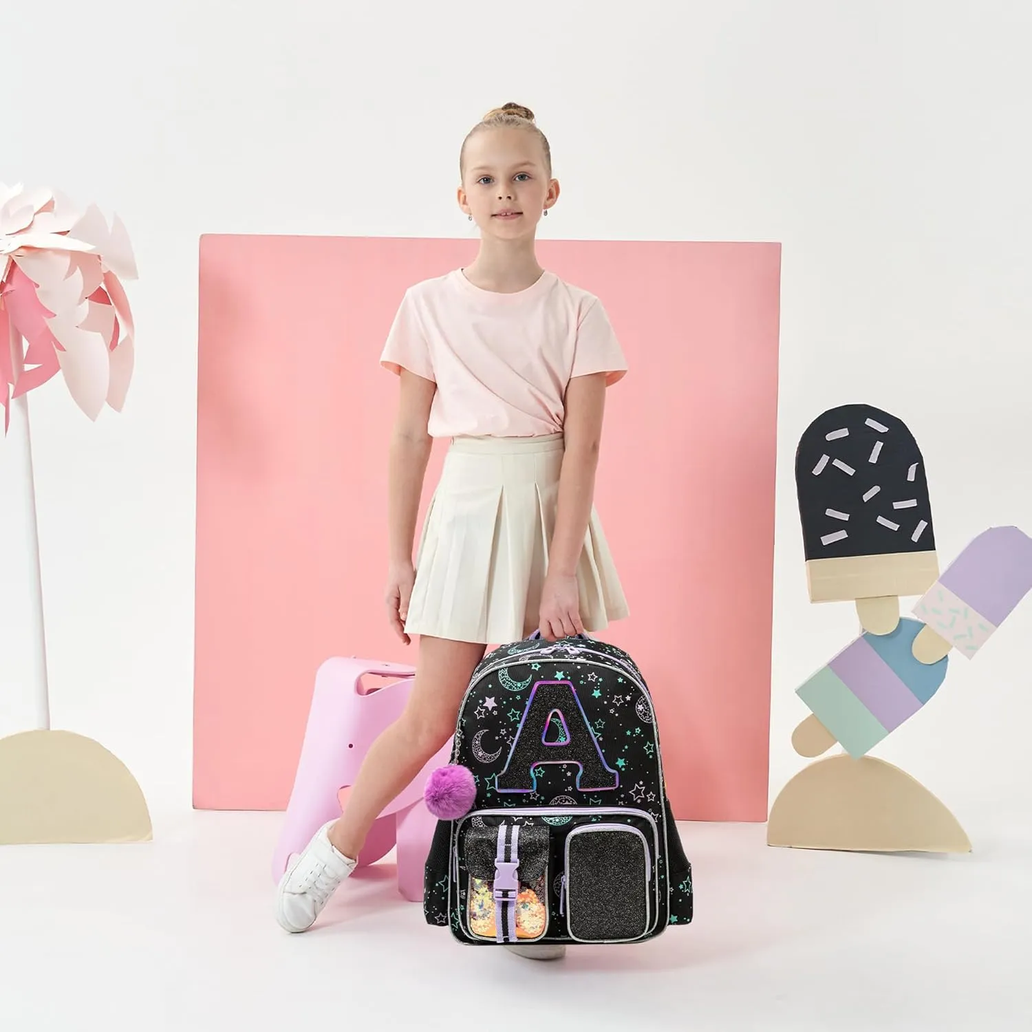 Meetbelify Backpack for Girls Backpacks for Elementary Preschool Students Kids School Cute Backpack with Lunch Box