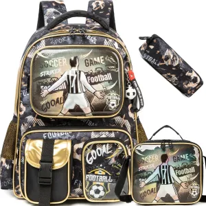Meetbelify Backpacks for Boys School Backpacks for Elementary Students Ages 8-10 Kids Aesthetic Travel Backpack Laptop Bookbag with Lunch Box Pencil Case 3 in 1 Backpack Set for Boys